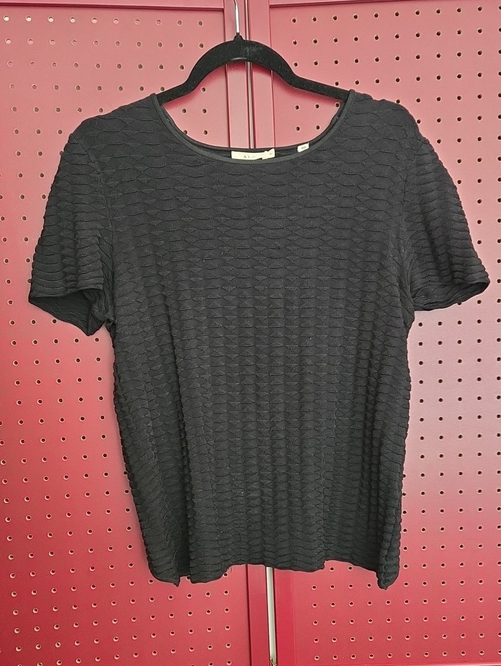 A.L.C. Black Short Sleeve Textured Tee